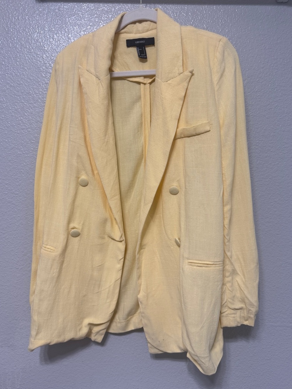 Forever 21 Light Yellow Double-Breasted Blazer